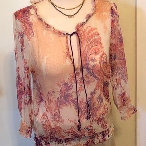 Sheer Pink/Purple Paisley Blouse